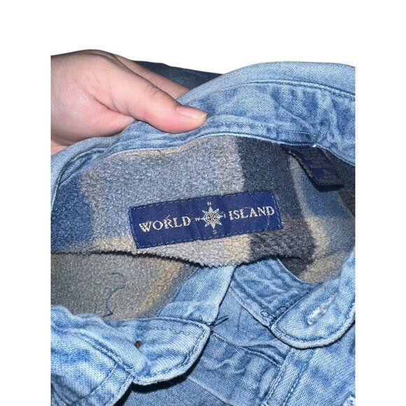 Vintage World Island Mens Denim Flannel Lined Shacket Chore Jacket Sz XL Blue - Picture 4 of 8